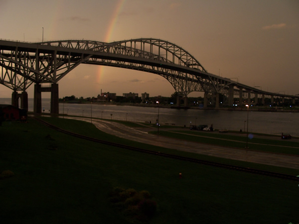 Rainbows over Blue Water Bridge